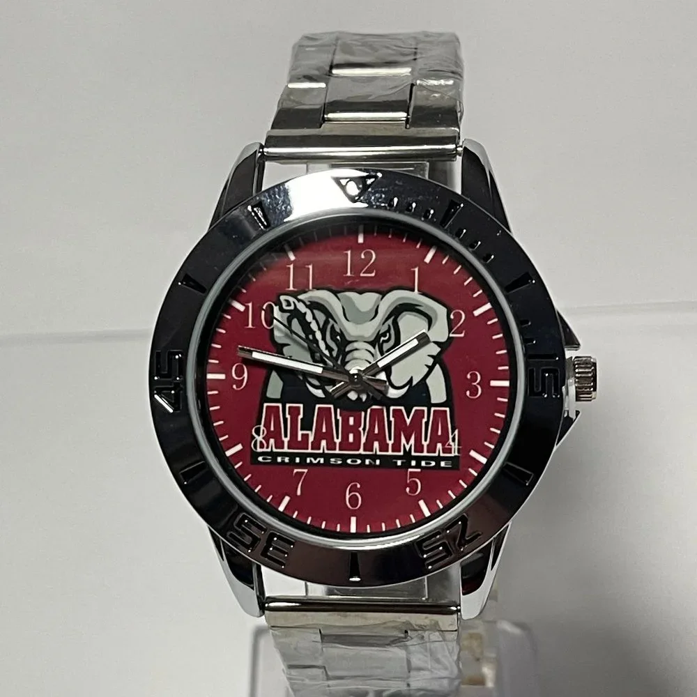 Alabama Crimson Tide NCAA Team Logo Men's Stainless-Steel Silver Watch NEW